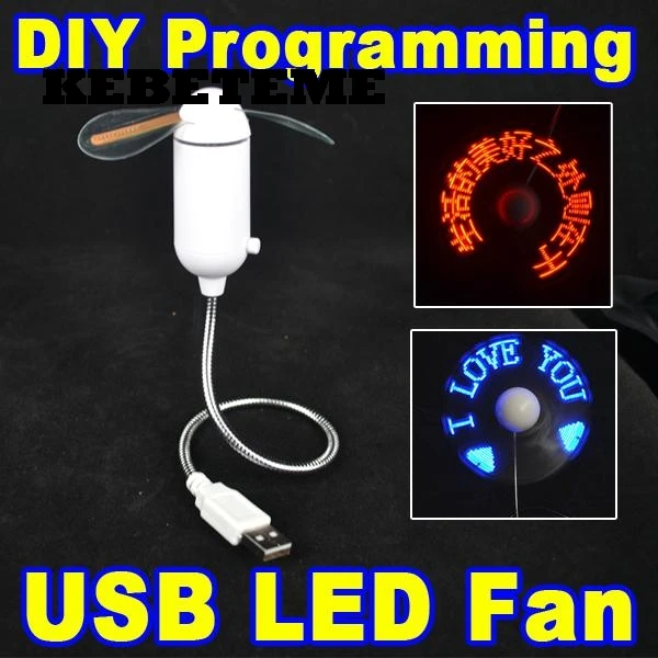 

KEBETEME USB Gadgets Mini DIY Programmable Fan Flexible USB LED fan for PC laptop wholesale