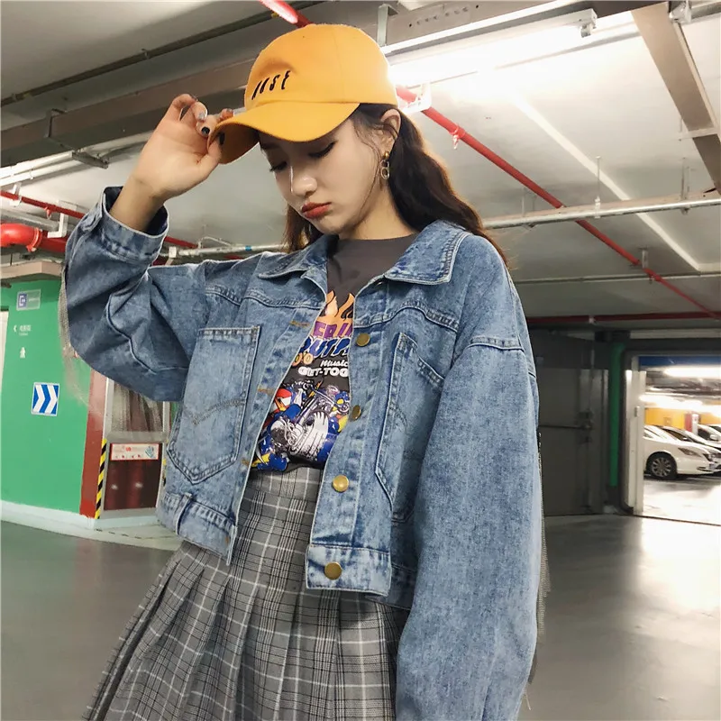 

LANMREM Solid Color Behind Tassel Long Sleeve Short Denim Jacket Wild Casual Fashion Loose Plus Woman 2019 Autumn New TC954