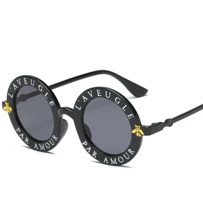 

Fashion Unisex Round Retro Bee Sunglasses for Women Vintage Glasses Classic Circle Letter Sun Glasses Men Oculos gafas