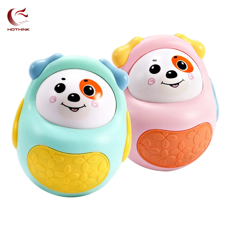 

HOTHINK Cute Dog Tumbler Design Non head Rattles for Kids with Bell inside Roly-poly for Newborn baby