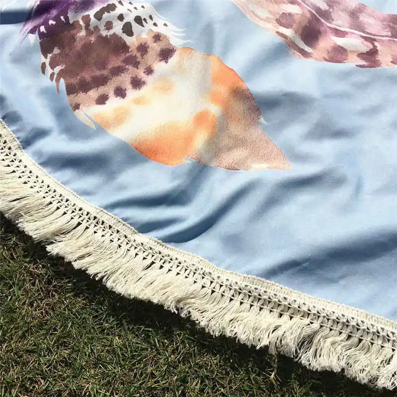 New Round Hippie Tassel Tapestry Beach Throw Mandala Towel Yoga Mat Bohemian Bohemian Featur Handkerchief Ponchos Capes A20# (6) - 