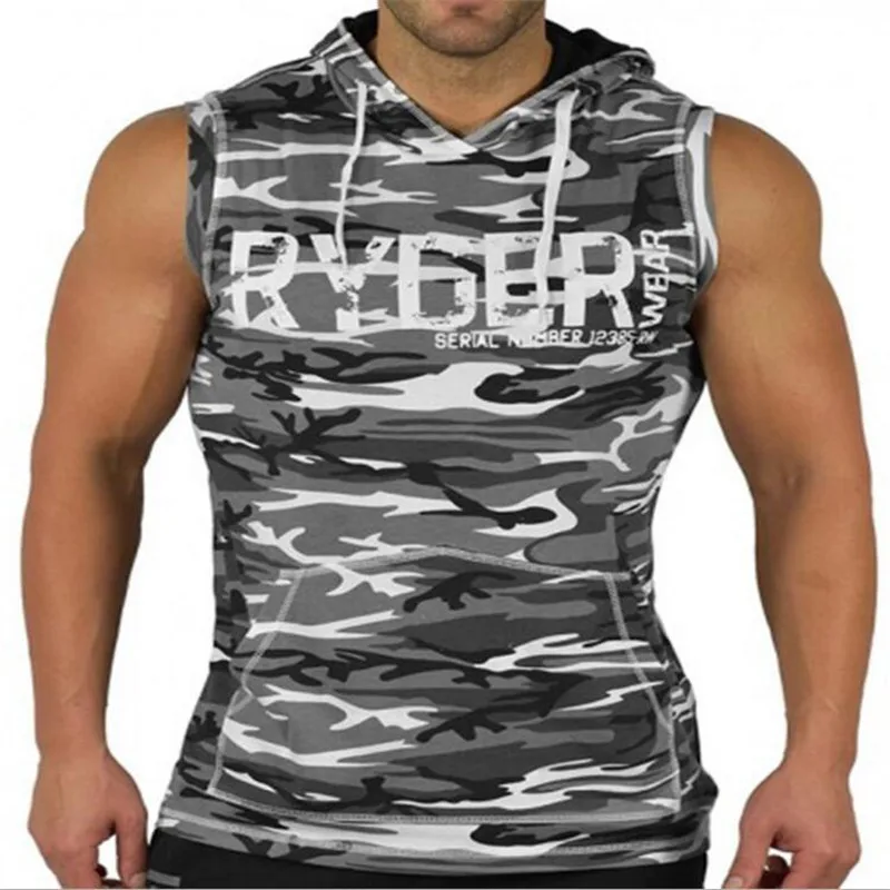 

2018 Summer style men tank tops gyms Fitness Bodybuilding sleeveless Undershirt Crossfit Camouflage sports vest men Running vest