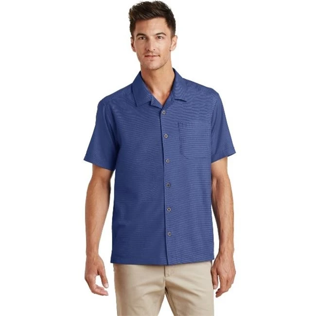 Port Authority S662 Textured Camp Shirt Royal Blue - Extra Small