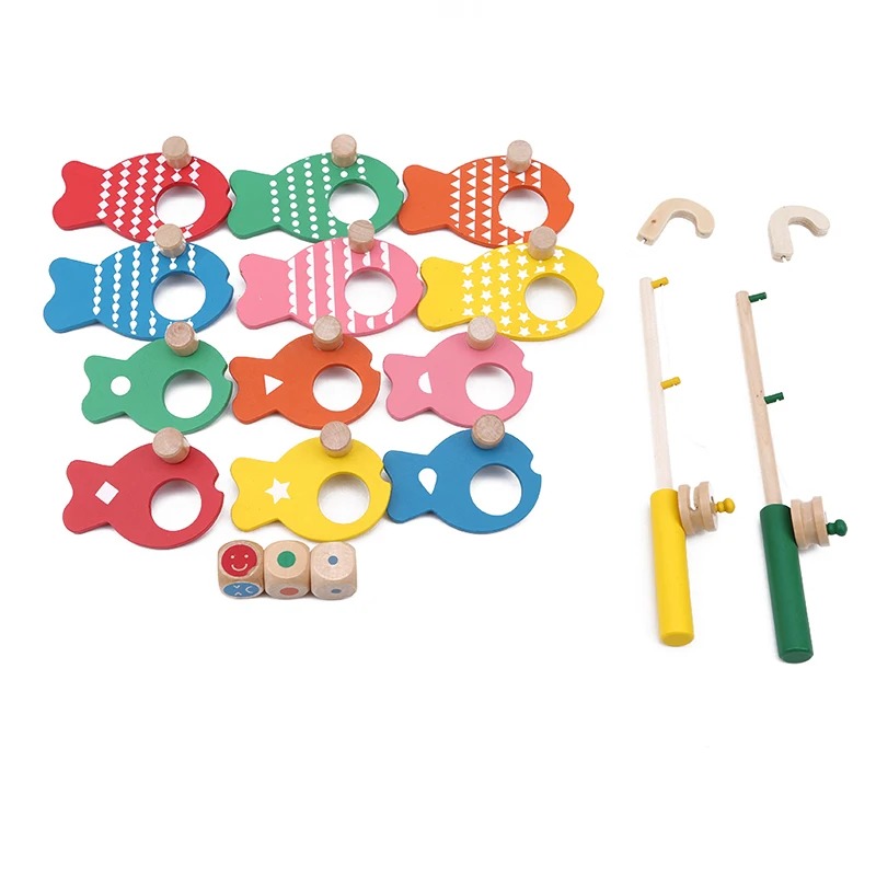 Новая детская развивающая игрушка для рыбалки, деревянные кубики, игрушки для рыб, набор для раннего образования, головоломка, деревянная игрушка для детей, подарок на день рождения/Рождество - Цвет: Многоцветный