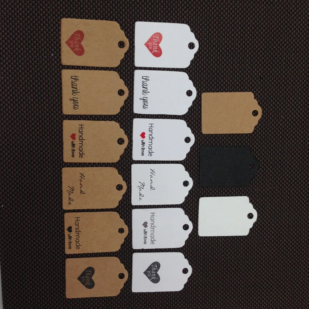 

100 pcs 3x2cm variety of style kraft paper label wedding notes DIY handmade mini cute small elevator gift price card