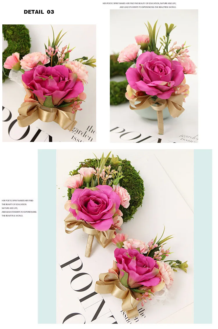 bridesmaid bracelet wedding corsage flowers roses artificial  (9)