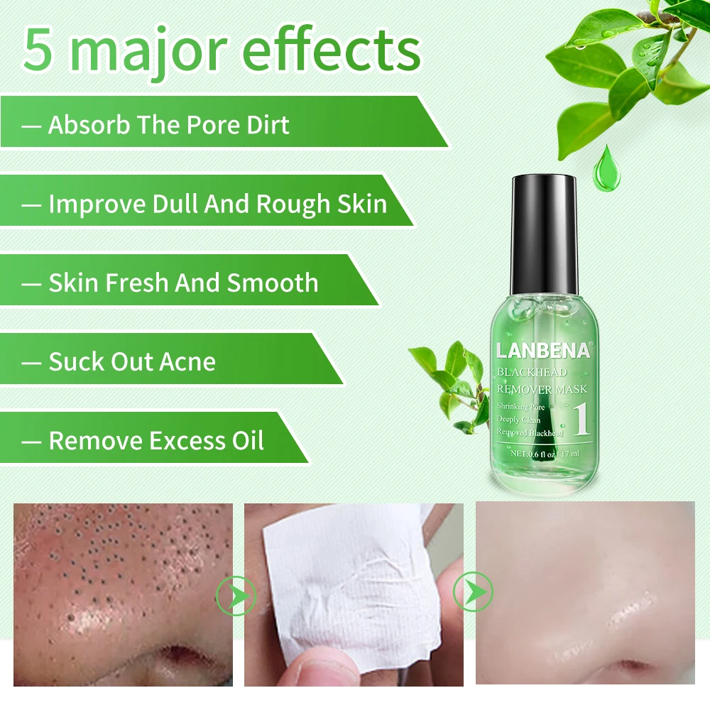 

lanbena Serum Mask Deep Cleaning nose blackhead remover Beauty face Serum Acne Treatment Skin Care Essence Pore contraction 17ml