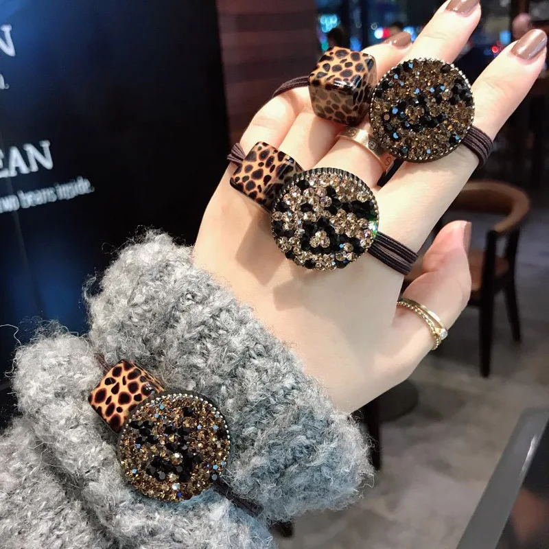 New Korea Rhinestone Hairband Women Elastic Hair Bands Shining Leopard Color Hair Rings Rope Handmade Elastic Hairband New Korea Rhinestone Hairband Women Elastic Hair Bands Shining Leopard Color Hair Rings Rope Handmade Elastic Hairband