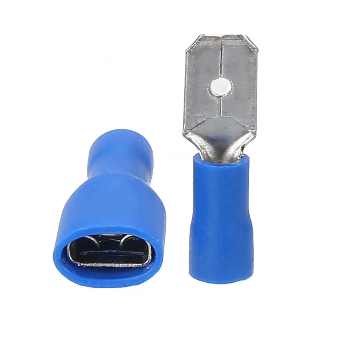 100pcs New Blue Insulated Female & Male Spade Crimp Terminal Connector for Audio Wire 16-14 AWG Cable Electrical Equipment