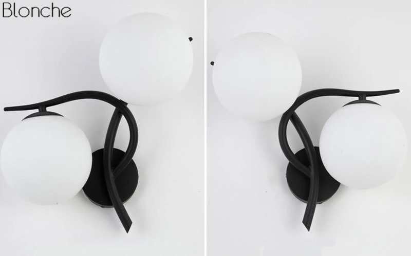 Bola de Vidro Moderna Lâmpada Parede Arandela Ouro Loft Industrial Luz Sala Estar Quarto Escada Casa Luminárias Decoração Luminária Led 6 Bola de vidro moderna lâmpada parede led
