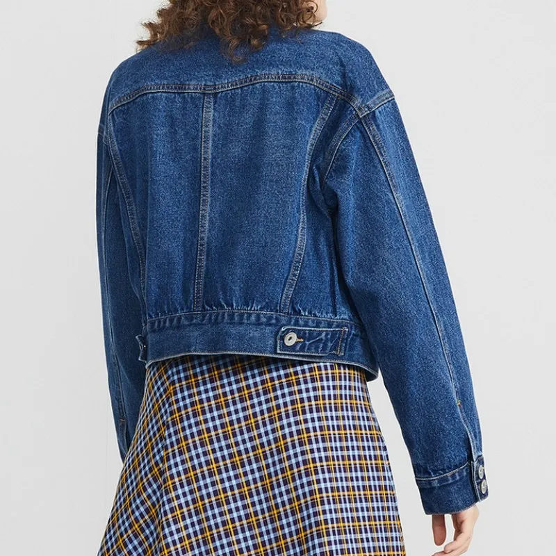 Casual Fashion Jean Jacket Women Letter Printing Big Pocket Single-breasted Denim Coat Streetwear Denim Jacket Woman Spring 2019