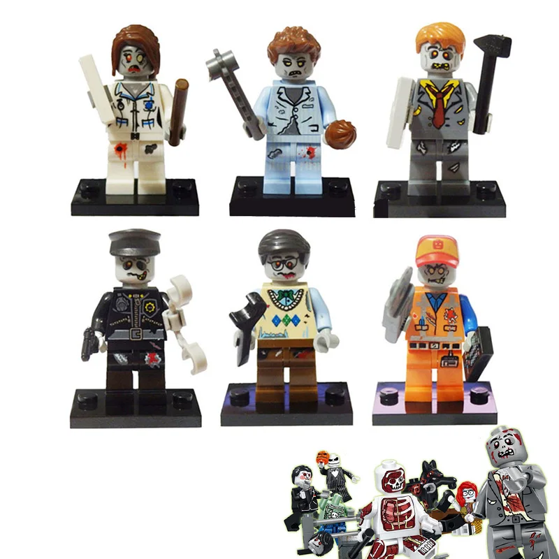 

LegoINGlys ZOMBIE WORLD Skeleton Monster City Figure Set Ghosts Dog Walking Dead Model Building Block Bricks Toys