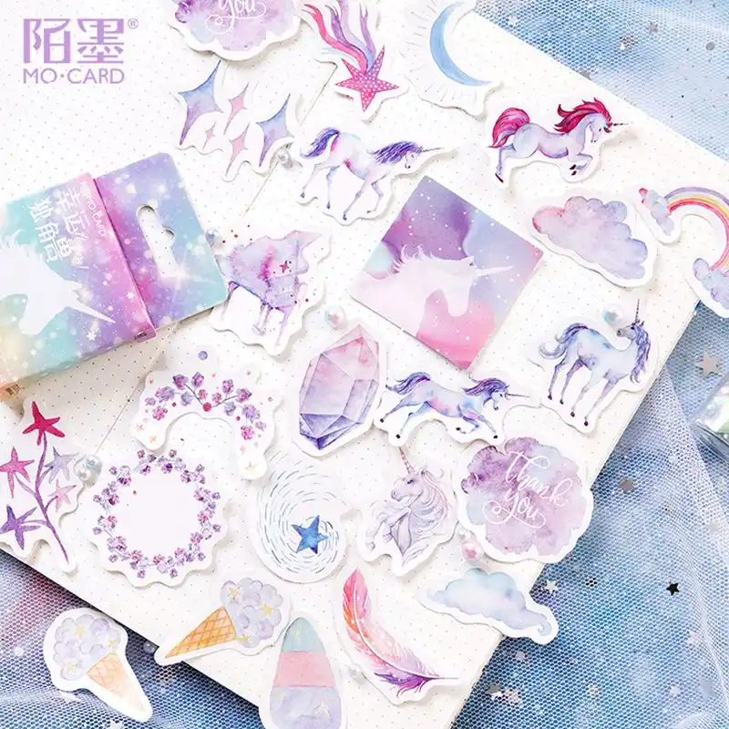 Unicorn Stickers paper or vinyl 28 pcs pack