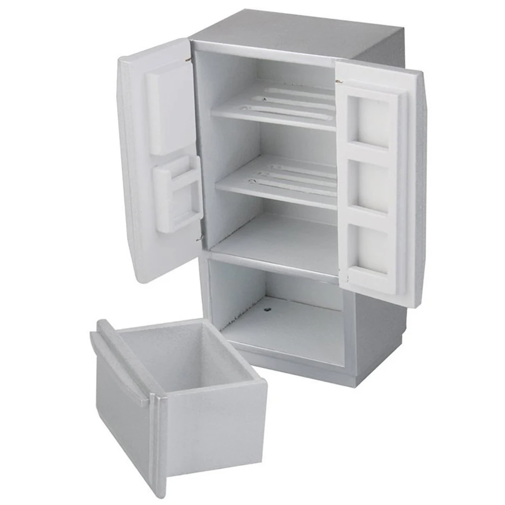 HOT SALE 112 Dollhouse Kitchen Miniature Wooden Fridge Refrigerator