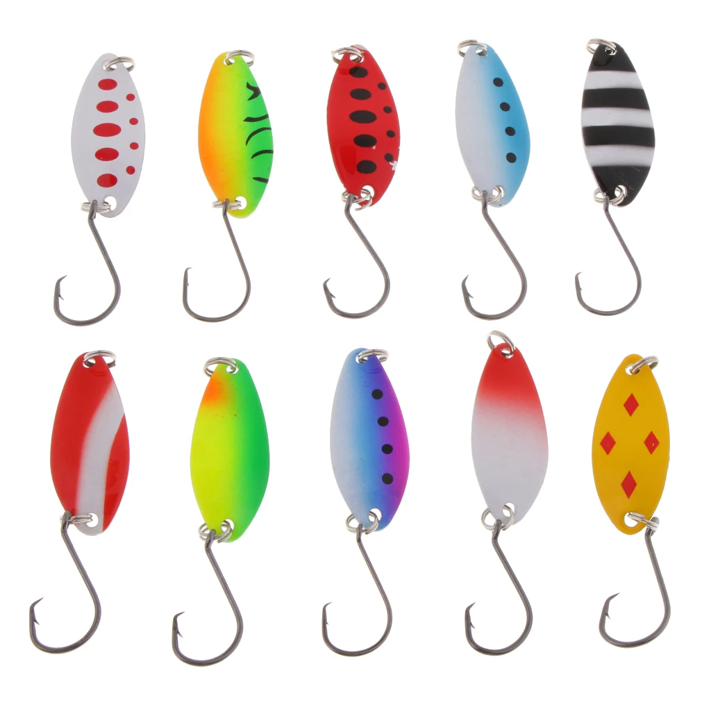 

10 pcs Metal Fishing Lures Single Hook Spinner Baits & Spoons Freshwater Saltwater Bass Salmon Trout Fishing Lure