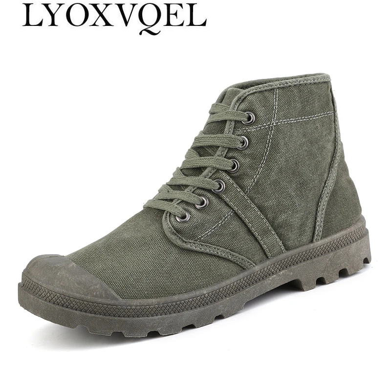 Boots Platform Ankle Boots Lace Up Male Military Desert Boots High Top Men Canvas Shoes Cowboy Motorcycle Boots M534