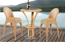 Patio brown rattan 2+1 bar stool furniture set sale