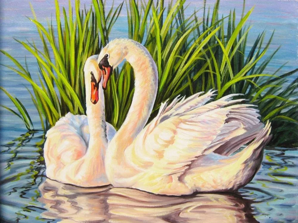 5d Diamond Embroidery Swan Scenery Mosaic Crystal Cross Stitch Full Square Drill Painting DIY Sticker Decor Paintings | Дом и сад