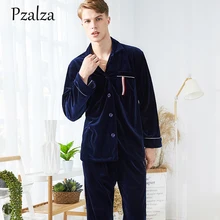 Повседневные пижамы с принтом букв комплект из двух предметов Роскошный велюровый пижамный комплект для мужчин теплая зимняя Пижама Мужская модная мужская Пижама домашняя одежда