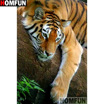 

HOMFUN Full Square/Round Drill 5D DIY Diamond Painting "Animal tiger" 3D Embroidery Cross Stitch 5D Home Decor A14992