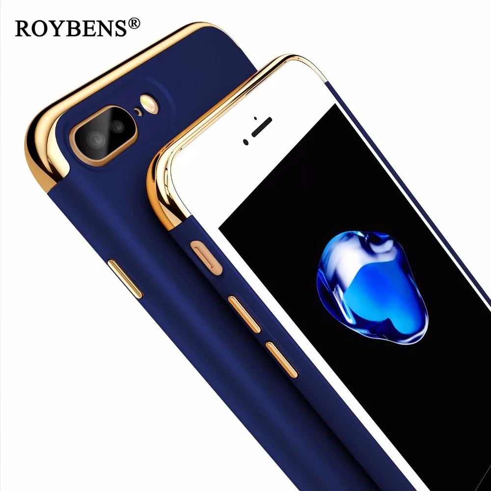 

For iPhone 7 Case For iPhone 7 Plus Case Roybens Luxury Gold Plating 360 Degree Hard PC Back Cover For Apple iPhone 7 Plus