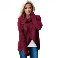 Для женщин Повседневное Водолазка Теплый длинный рукав вязаный эластичный свитера женский осень-зима пуловер Трикотаж