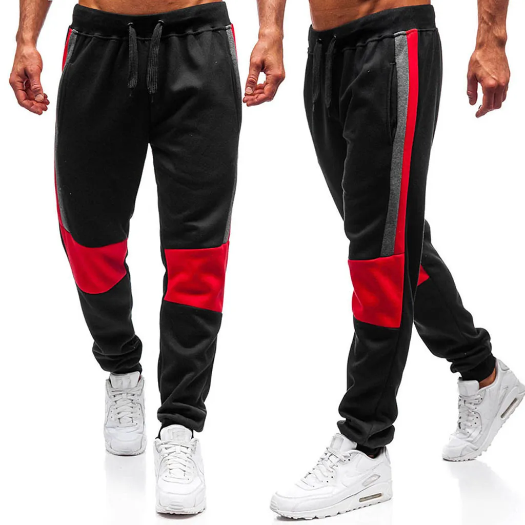 Хлопок, мужские спортивные штаны, комбинированные комбинезоны с принтом ...