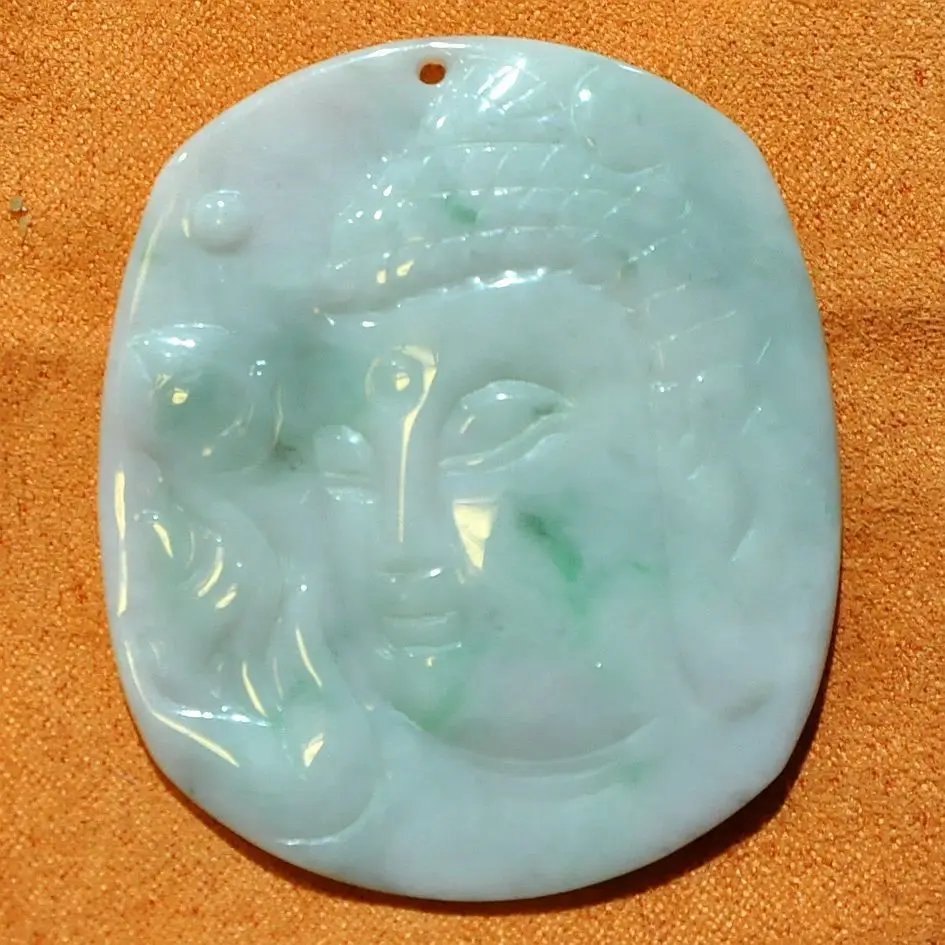 Natural "Grade A" light greenEmerald Jade Pendant ~guanyin 10.19