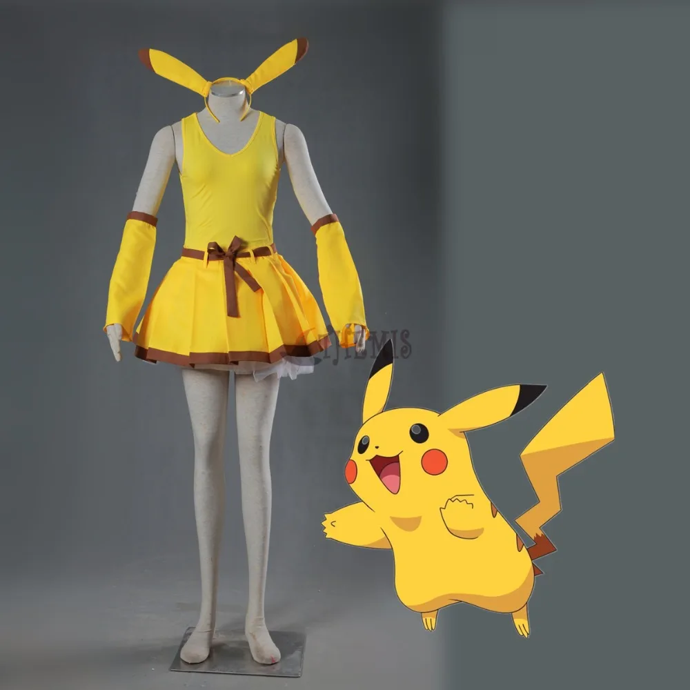 Athemis Pocket Monster Pikachu cosplay kostuum anime cosplay mooie meisje jurk Athemis Pocket Monster Pikachu cosplay kostuum anime cosplay mooie meisje jurk