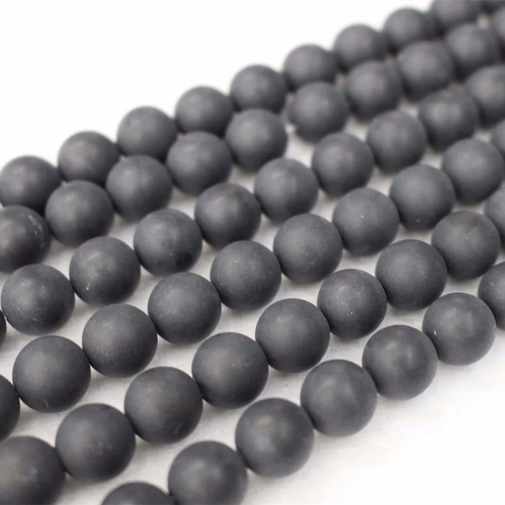 

Wholesale Natural Matte Black Agates Beads,4mm 6mm 8mm 10mm 12mm Matte Agates And Round Beads.DIY Jewelry Making Beads