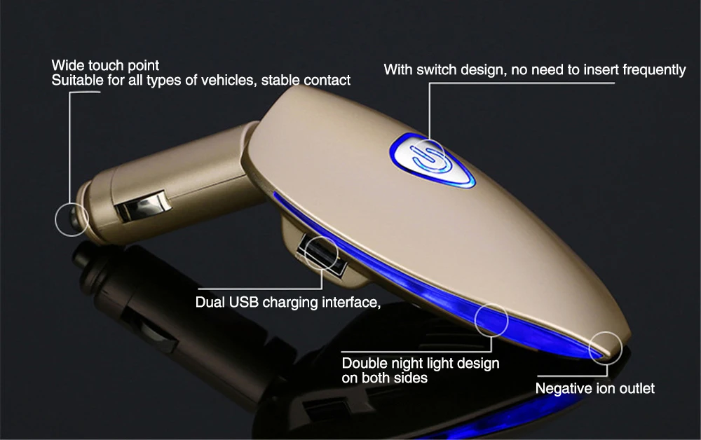 Автомобильный очиститель воздуха двойной USB Fogger машина De-smoke анион Автомобильный цифровой дисплей вентилятор освежитель воздуха с ароматерапией CP010