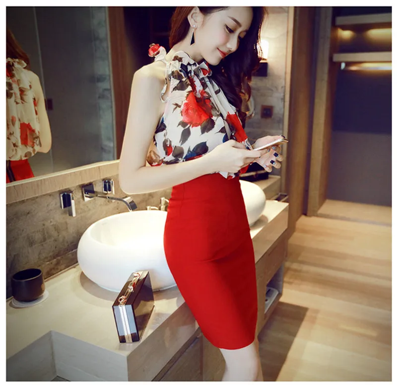 Floral Chiffon Summer Women's Tunic Blouse Sleeveless Ruffles Collar White Shirt Female OL Blusas Feminino Blouse Plus Size