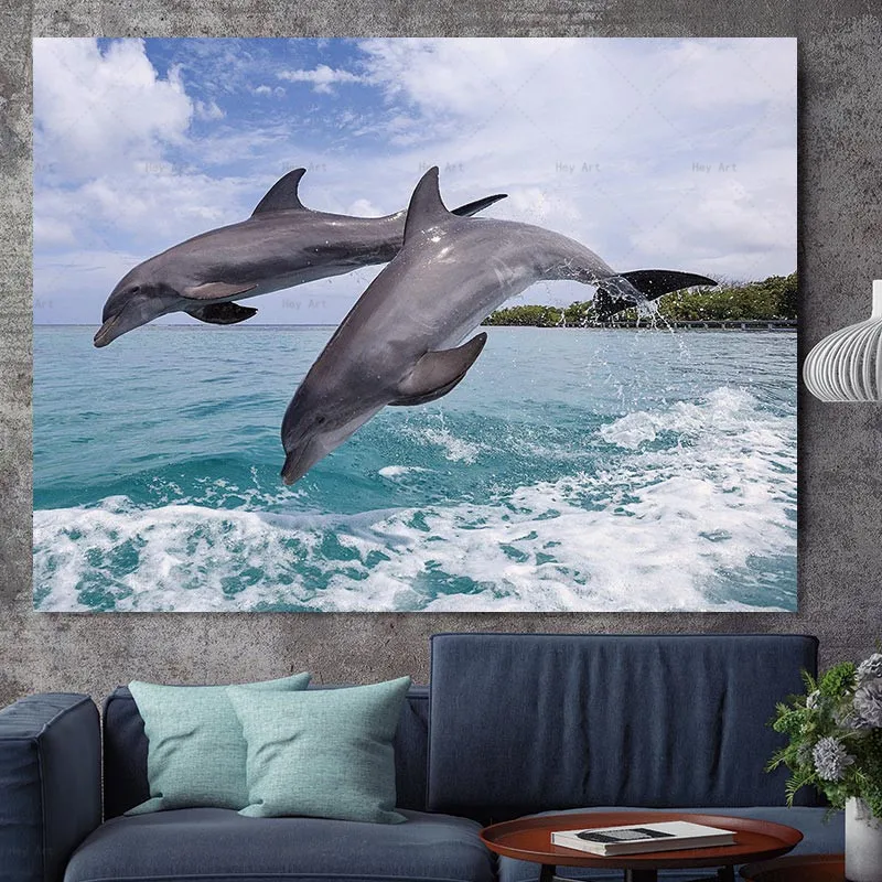 Decorative Pictures poster animal Print Dolphin Canvas Painting Frameless wall art for home decor Decorative Pictures poster animal Print Dolphin Canvas Painting Frameless wall art for home decor
