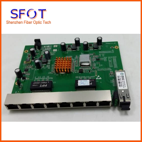 PCB board, PD with 8 ethernet ports, reverse POE optical network EPON ONU, 8 ports PCB board