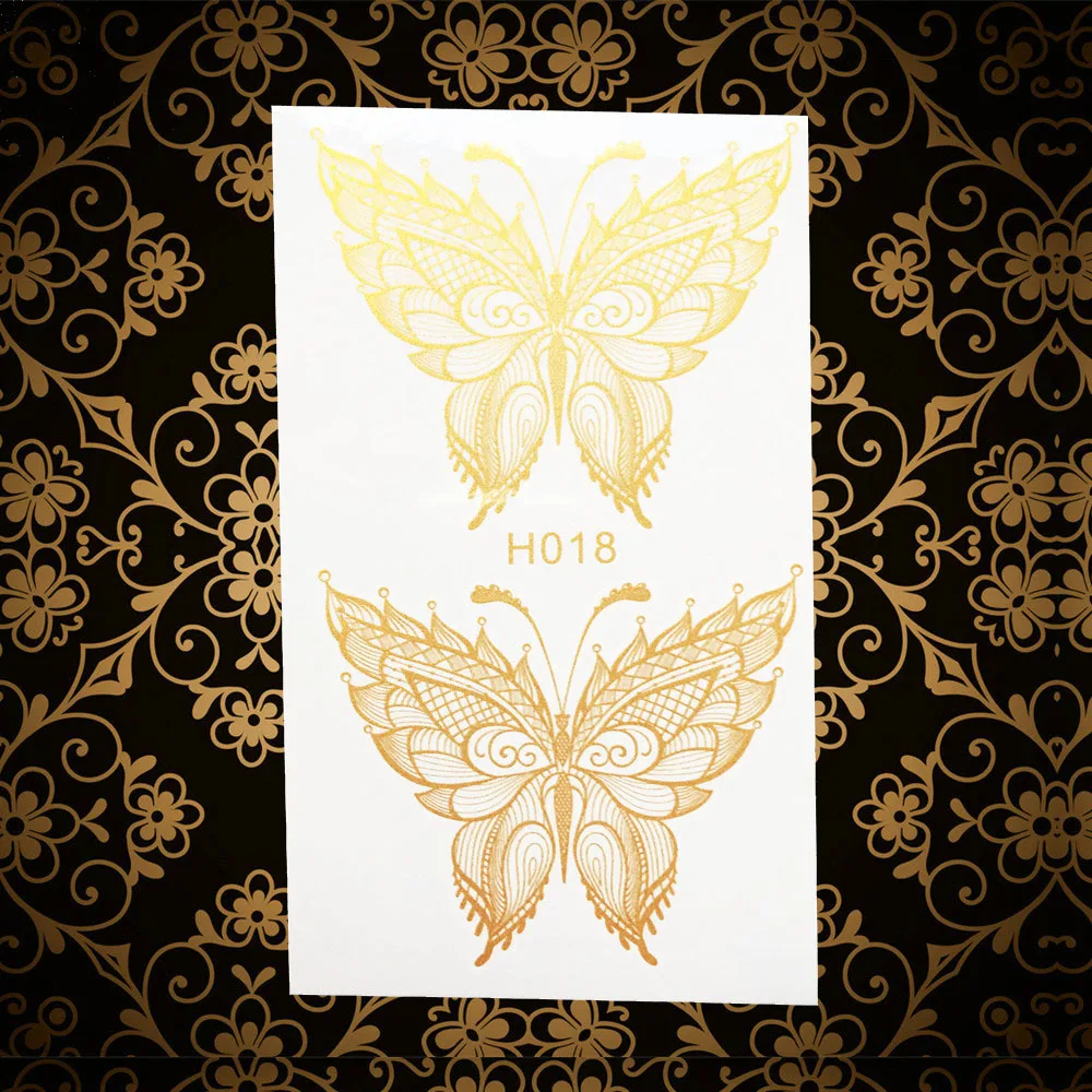 Unique Butterfly Waterproof Temporary Gold Flash Tattoo Women Makeup