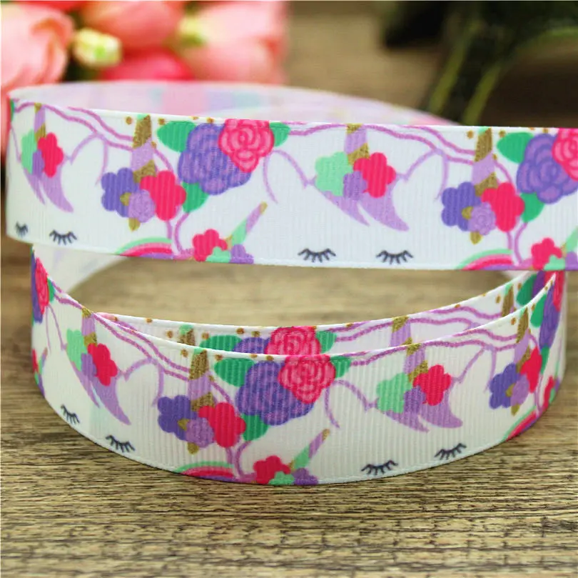 DHK 7/8 '' Единорог лицо Напечатано grosgrain ленты аксессуар hairbow головной убор DIY украшения 22 мм B1566 - Цвет: 3