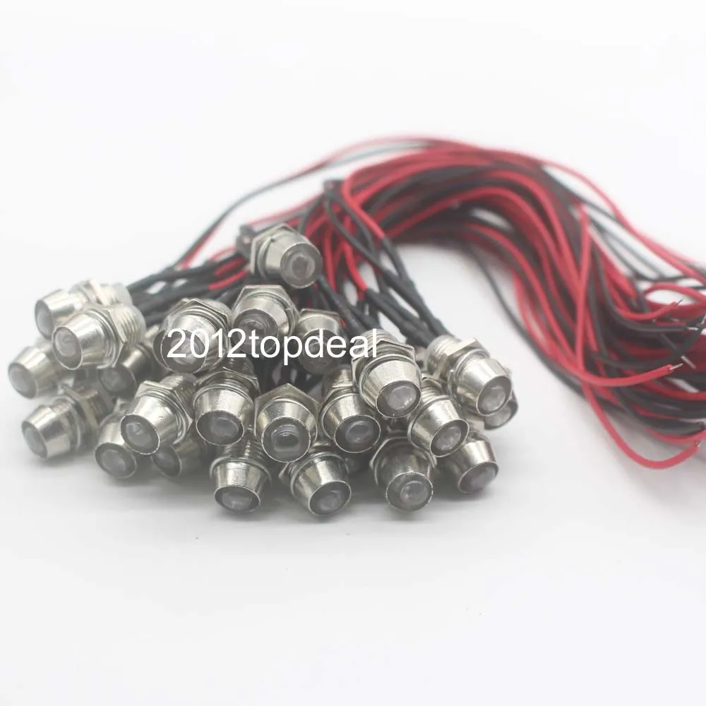 10 100 шт 5 мм 12 в цветной Предварительно проводной светодиодный металлический