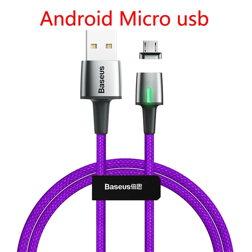 Магнитный кабель usb type c 3A Быстрая зарядка для Samsung Galaxy S8 s9 s10 note 9 huawei oneplus 6 xiaomi 5 micro usb кабель зарядного устройства - Цвет: Android Micro Purple