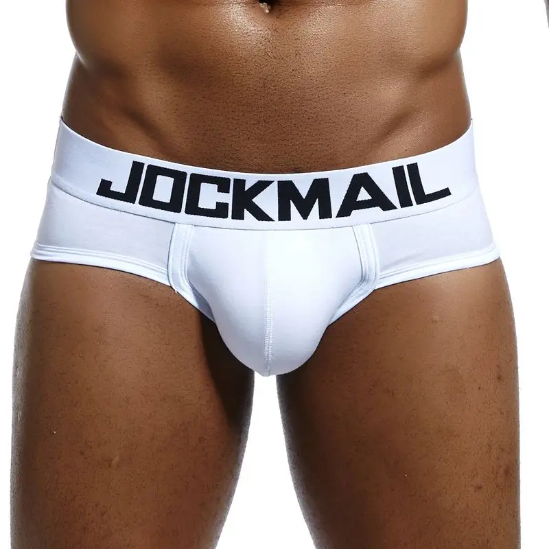 

JOCKMAIL Men underwear Brand Men brief sexy tanga male briefs soft cotton mens underpants slip comfortable Gay underwear White