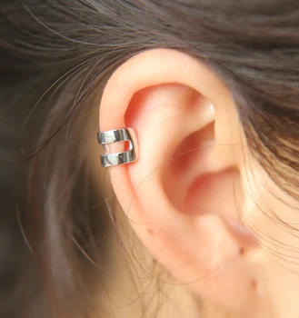 

New 100% 925 Sterling Silver open cuff silver rose double line nice simple women girl jacket silver earring