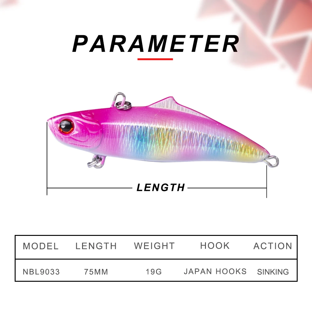 NOEBY вибрационная жесткая рыболовная приманка 75 мм 19 г Тонущая 0,6-2 м VIB 8 цветов бесплодной приманки NBL9033