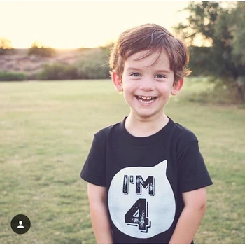 

MYUDI - Children's Cotton T-shirt I am 1 2 3 4 5 6 Age White Black Baby Tops Toddler Cute Jersey Tee For Boys Girl 1-6Y