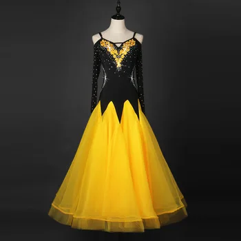 professional dress standard for girl girls women competition ladies black 2017 womens ballroom dance dresses with Long sleeves