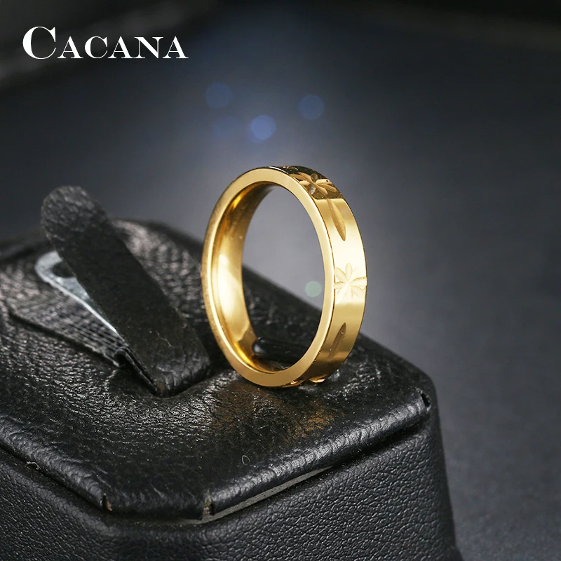 CACANA Stainless Steel Rings For Women Wedding Rings Perfect Cutting Personalized Custom Fashion Jewelry Wholesale NO.R198