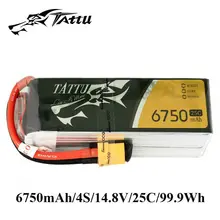 TATTU Lipo Battery 14.8v 6750mAh 25C lipo 4s Battery Pack with XT90 Plug Battery for Elite UAV 550 Drone FPV Quadcopter