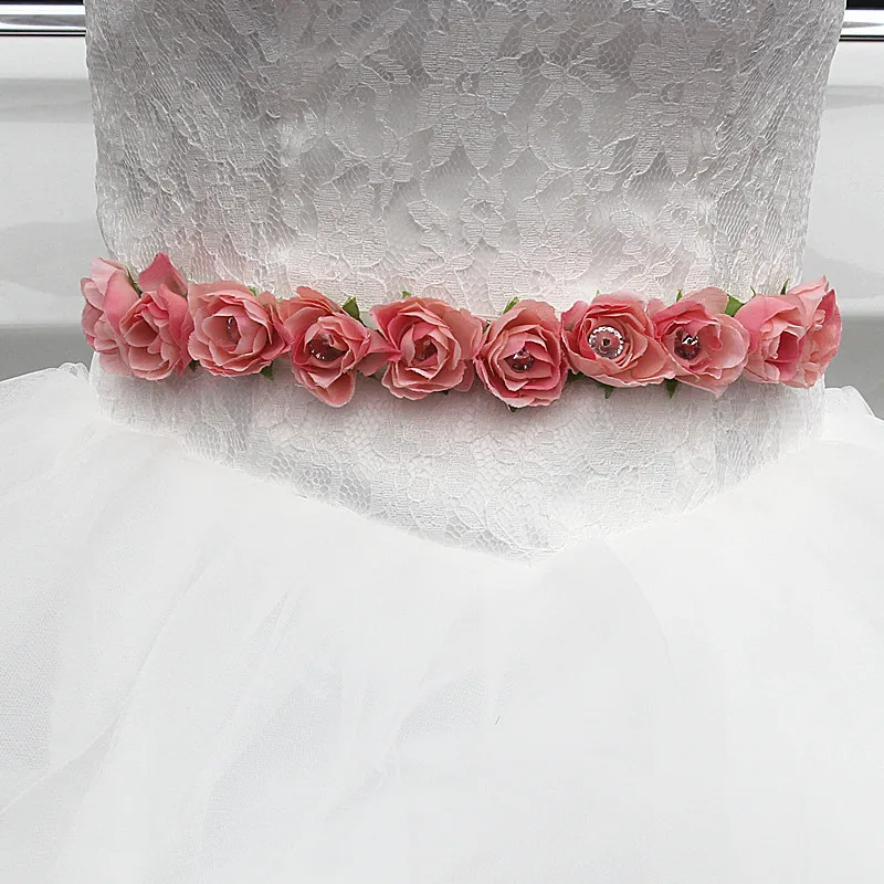 Pure Handmade Flowers Sash Belt For Wedding Dress Women Ladies Bridal
