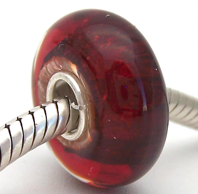 

PJG953 100% S925 Sterling Silver Beads Murano Glass beads Fit European Charms Bracelet charms diy jewelry Lampwork GlassBeads