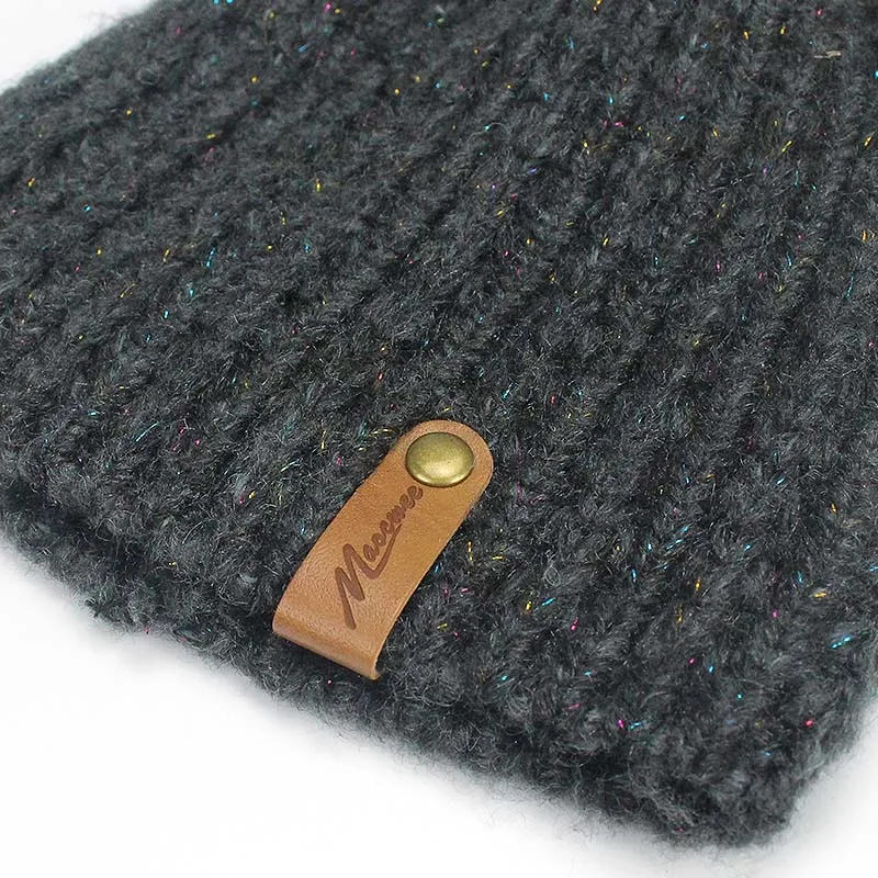 Женская зимняя шапка с помпоном из натурального меха енота|Женские Skullies и