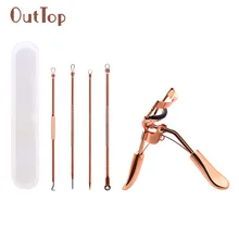 Игла для удаления акне из нержавеющей стали набор из 4 предметов-золотые ресницы на клипсах для удаления ресниц Пинцет для снятия скоб инструмент для макияжа#3,19