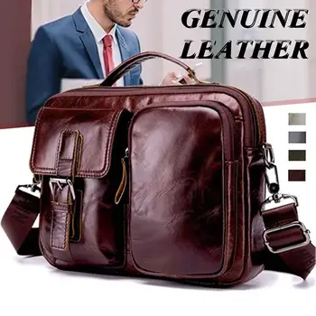 

Men Genuine Leather Shoulder Messenger Bag Men's Handbag Vintage Crossbody Bags Tote Business Male Messenger Bag